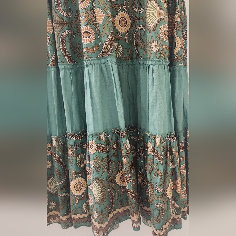 Vasna Desire Bohemian Green Patterned Dress, Size Medium, Cotton. - Picture 5 of 14